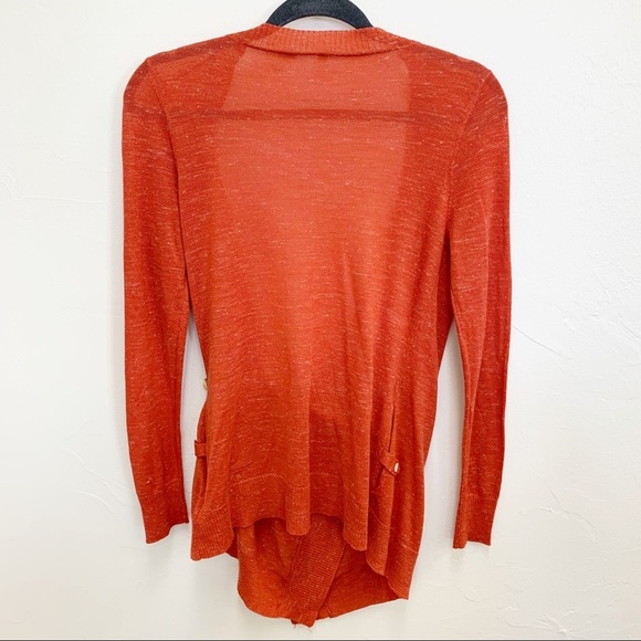 Anthropologie Moth Women’s Orange Pumpkin Open Oversized Thin Wrap Cardigan - Picture 12 of 12